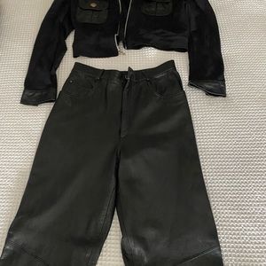 leather top pants outfit. 100% real leather and still like brand new